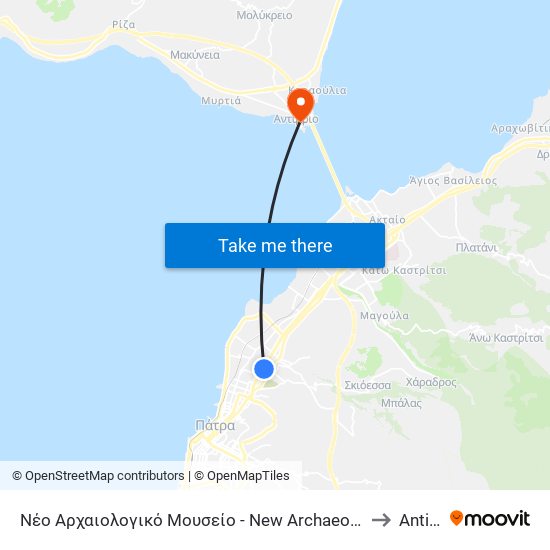 Νέο Αρχαιολογικό Μουσείο - New Archaeological Museum to Antirrio map