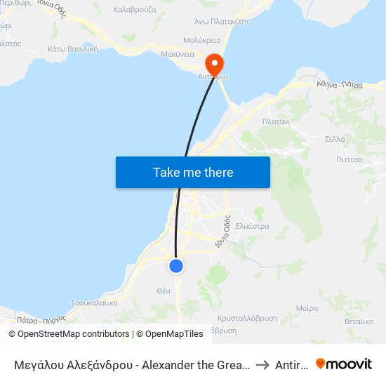 Μεγάλου Αλεξάνδρου - Alexander the Great Street to Antirrio map