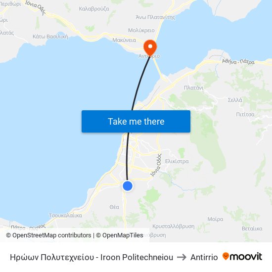 Ηρώων Πολυτεχνείου - Iroon Politechneiou to Antirrio map