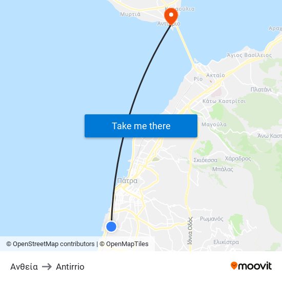 Ανθεία to Antirrio map
