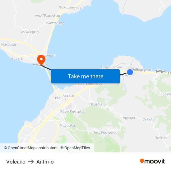 Volcano to Antirrio map
