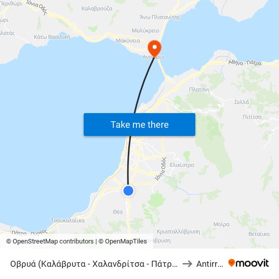 Οβρυά  (Καλάβρυτα - Χαλανδρίτσα - Πάτρα) to Antirrio map