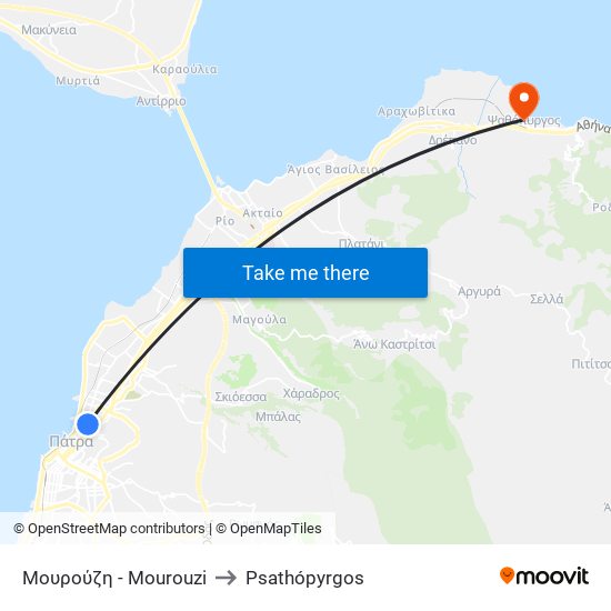 Μουρούζη - Mourouzi to Psathópyrgos map