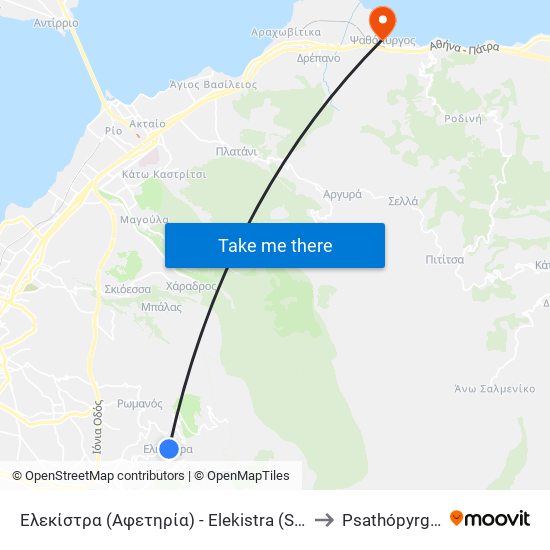 Ελεκίστρα (Αφετηρία) - Elekistra (Start) to Psathópyrgos map