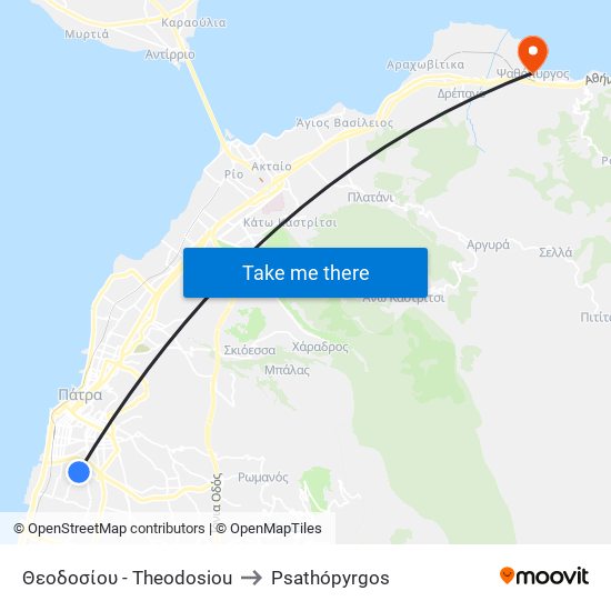 Θεοδοσίου - Theodosiou to Psathópyrgos map