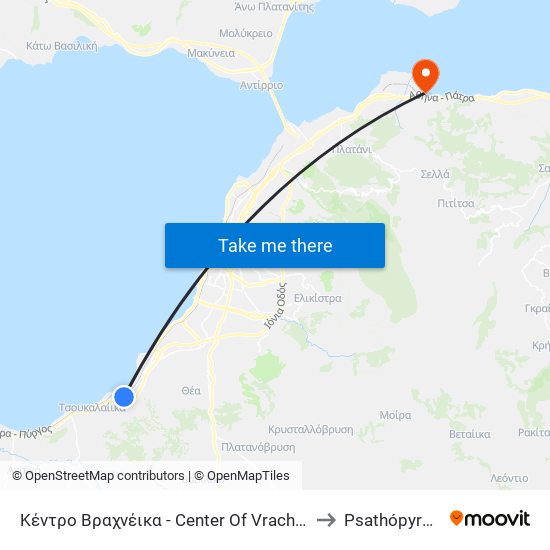 Κέντρο Βραχνέικα - Center Of Vrachneika to Psathópyrgos map