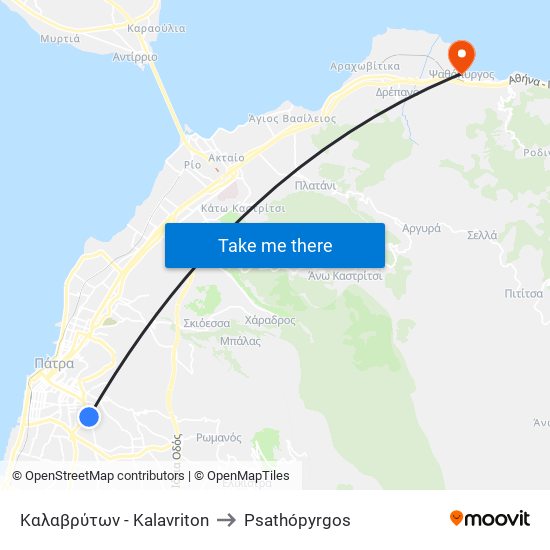 Καλαβρύτων - Kalavriton to Psathópyrgos map