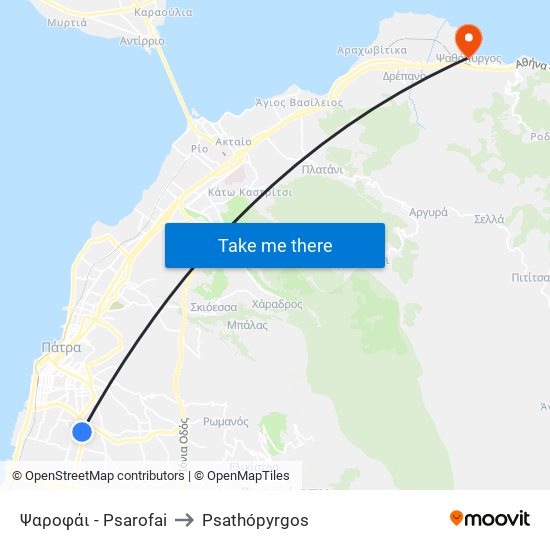 Ψαροφάι - Psarofai to Psathópyrgos map