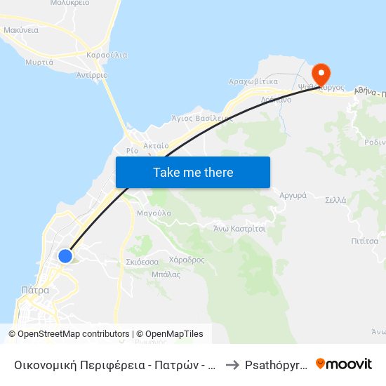 Οικονομική Περιφέρεια - Πατρών - Αθηνών to Psathópyrgos map