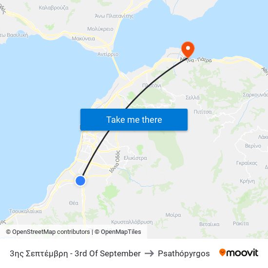 3ης Σεπτέμβρη - 3rd Of September to Psathópyrgos map