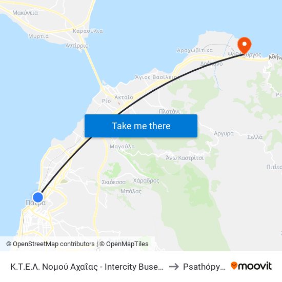 Κ.Τ.Ε.Λ. Νομού Αχαΐας - Intercity Buses Of Achaea to Psathópyrgos map