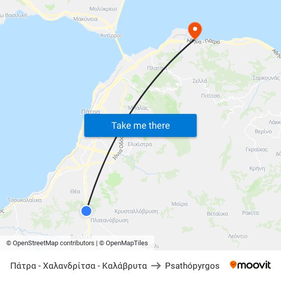 Πάτρα - Χαλανδρίτσα - Καλάβρυτα to Psathópyrgos map