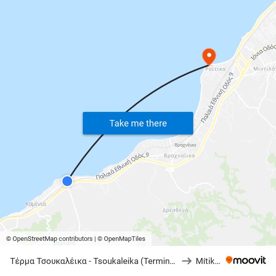 Τέρμα Τσουκαλέικα - Tsoukaleika (Termination) to Mítikas map