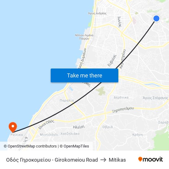 Οδός Γηροκομείου - Girokomeiou Road to Mítikas map