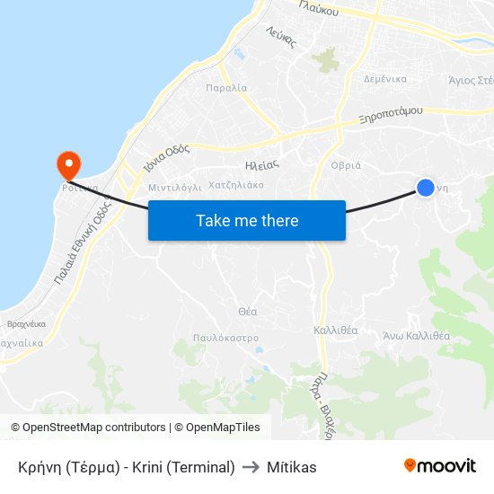 Κρήνη (Τέρμα) - Krini (Terminal) to Mítikas map