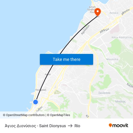 Άγιος Διονύσιος - Saint Dionysus to Río map