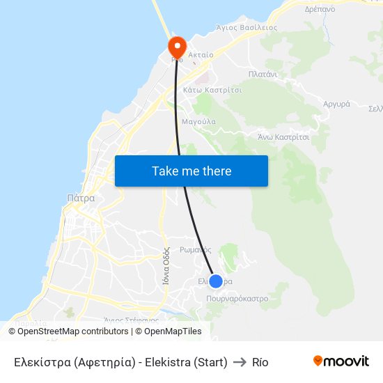 Ελεκίστρα (Αφετηρία) - Elekistra (Start) to Río map