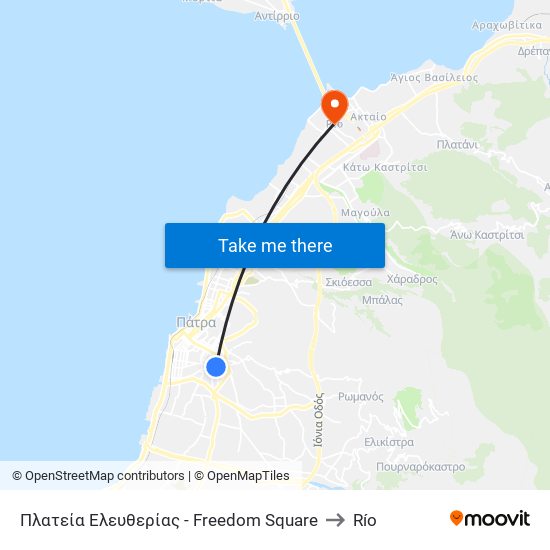 Πλατεία Ελευθερίας - Freedom Square to Río map