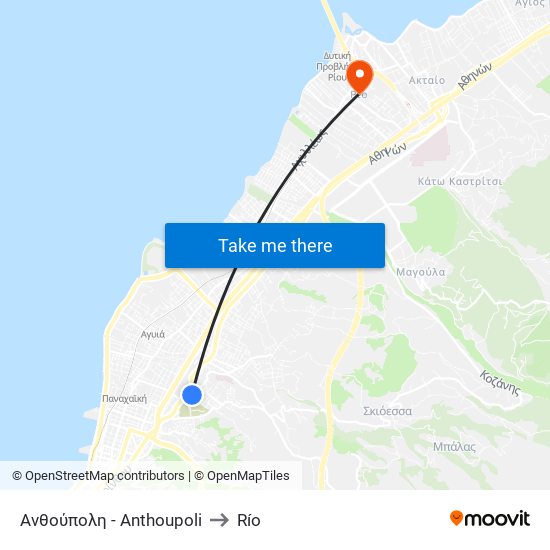 Ανθούπολη - Anthoupoli to Río map