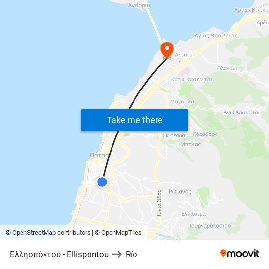 Ελλησπόντου - Ellispontou to Río map