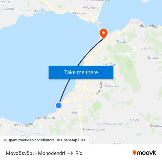 Μονοδένδρι - Monodendri to Río map