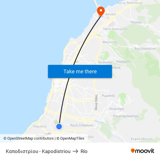 Καποδιστρίου - Kapodistriou to Río map
