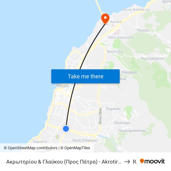 Ακρωτηρίου & Γλαύκου (Προς Πάτρα) - Akrotiriou & Glafkou (Towards Centre) to Río map