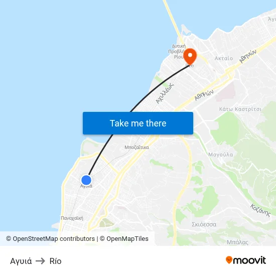 Agyia to Rio map