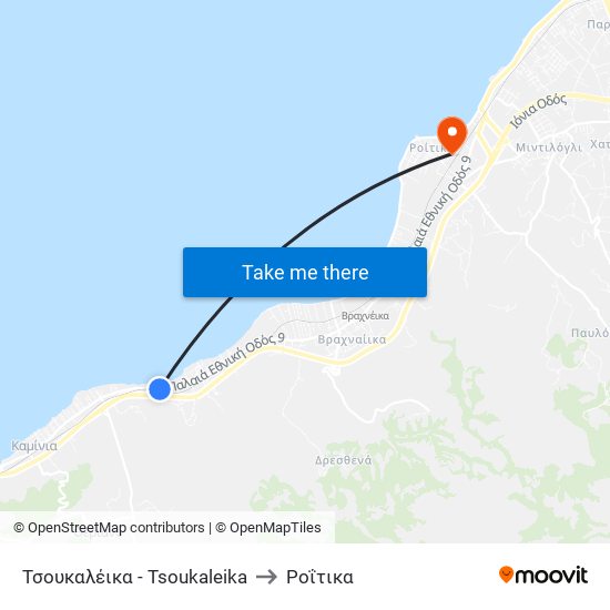 Τσουκαλέικα - Tsoukaleika to Ροΐτικα map