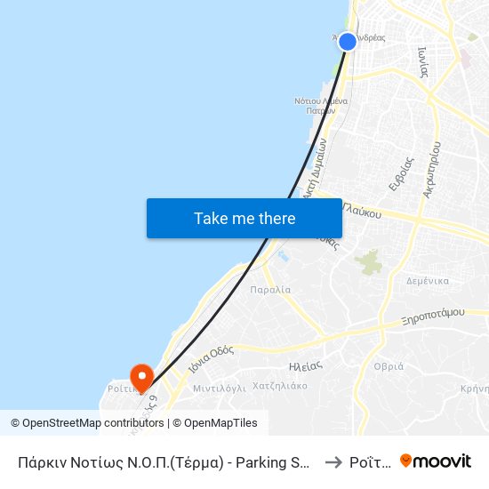 Πάρκιν Νοτίως Ν.Ο.Π.(Τέρμα) - Parking South Of N.O.P. to Ροΐτικα map