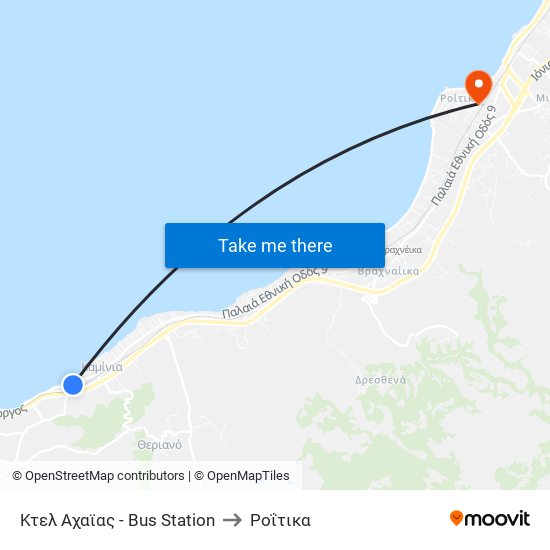 Κτελ Αχαϊας - Bus Station to Ροΐτικα map