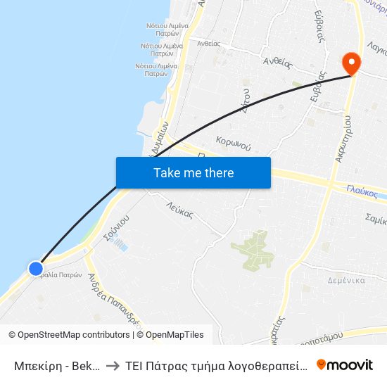 Μπεκίρη - Bekiri to ΤΕΙ Πάτρας τμήμα λογοθεραπείας map