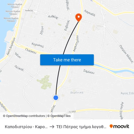 Καποδιστρίου - Kapodistriou to ΤΕΙ Πάτρας τμήμα λογοθεραπείας map