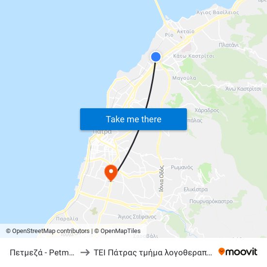 Πετμεζά - Petmeza to ΤΕΙ Πάτρας τμήμα λογοθεραπείας map