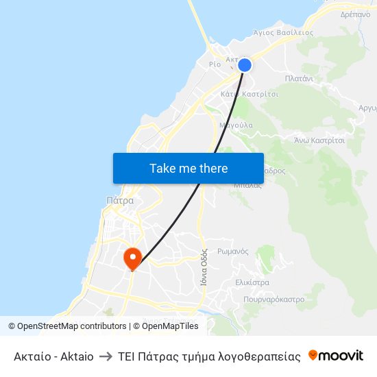 Ακταίο - Aktaio to ΤΕΙ Πάτρας τμήμα λογοθεραπείας map