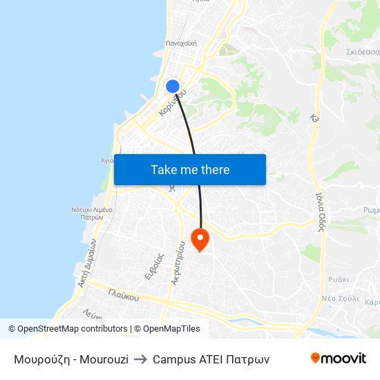 Μουρούζη - Mourouzi to Campus ATEI Πατρων map