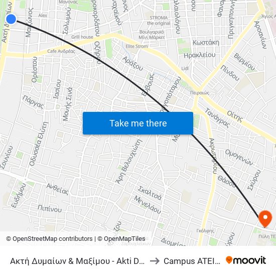 Ακτή Δυμαίων & Μαξίμου - Akti Dimaion & Maximou to Campus ATEI Πατρων map