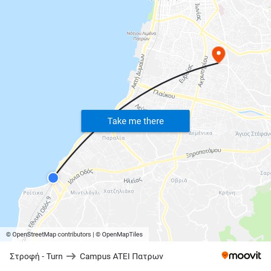 Στροφή - Turn to Campus ATEI Πατρων map