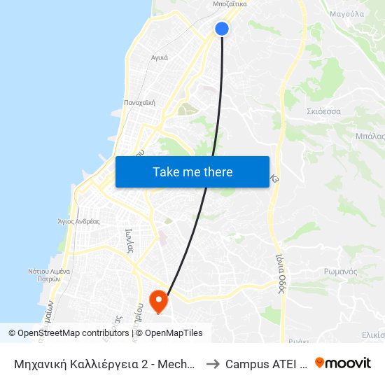 Μηχανική Καλλιέργεια 2 - Mechanical Cultivation to Campus ATEI Πατρων map