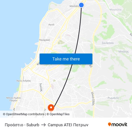 Προάστιο - Suburb to Campus ATEI Πατρων map