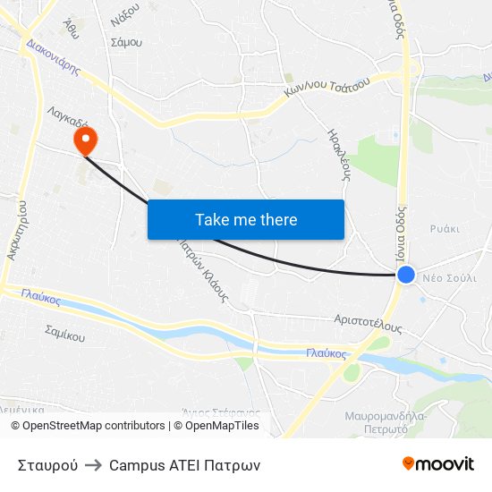 Σταυρού to Campus ATEI Πατρων map