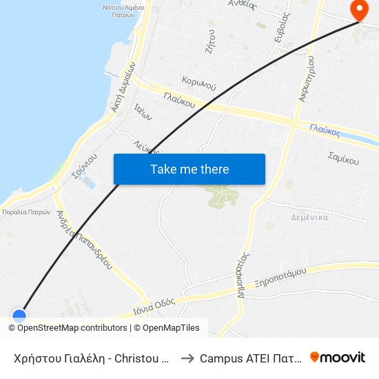 Χρήστου Γιαλέλη - Christou Gialeli to Campus ATEI Πατρων map