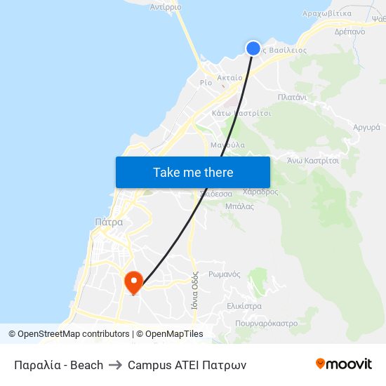 Παραλία - Beach to Campus ATEI Πατρων map