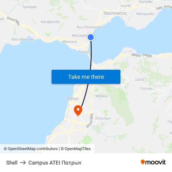 Shell to Campus ATEI Πατρων map