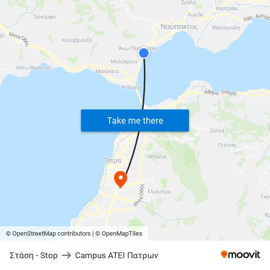 Στάση - Stop to Campus ATEI Πατρων map