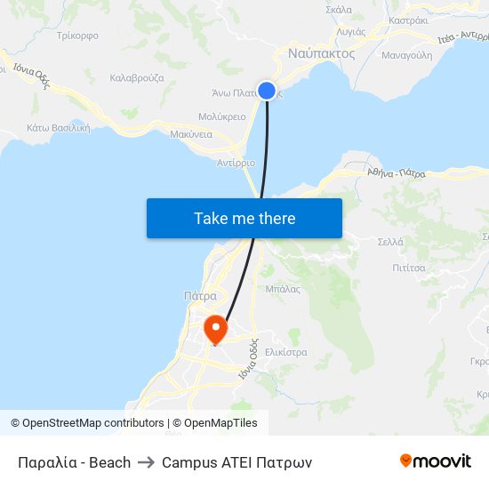 Παραλία - Beach to Campus ATEI Πατρων map