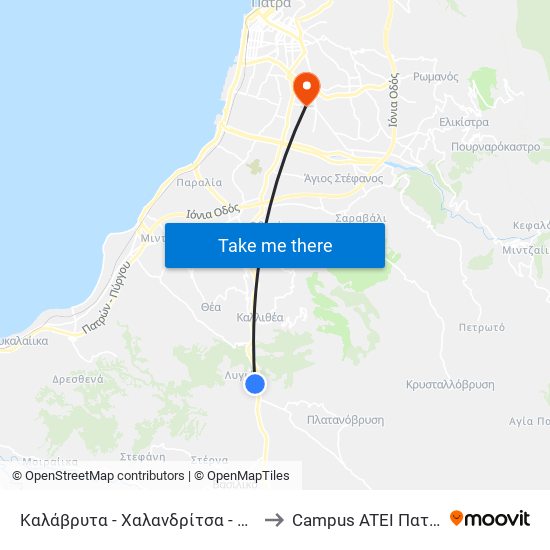 Καλάβρυτα - Χαλανδρίτσα - Πάτρα to Campus ATEI Πατρων map