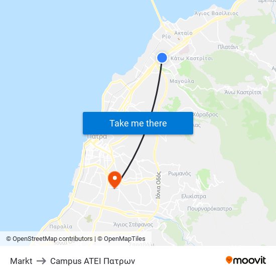 Markt to Campus ATEI Πατρων map