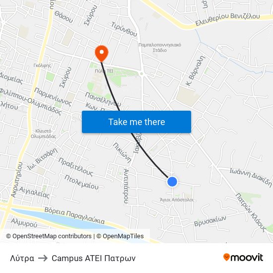 Λύτρα to Campus ATEI Πατρων map