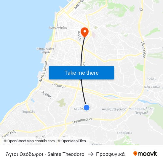 Άγιοι Θεόδωροι - Saints Theodoroi to Προσφυγικά map